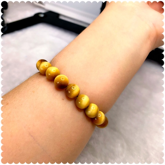 Tiger Eye Gold Grade A3+A5 10mm Cloisonné Gold Plated Charm Bracelet - Picture 7 of 11